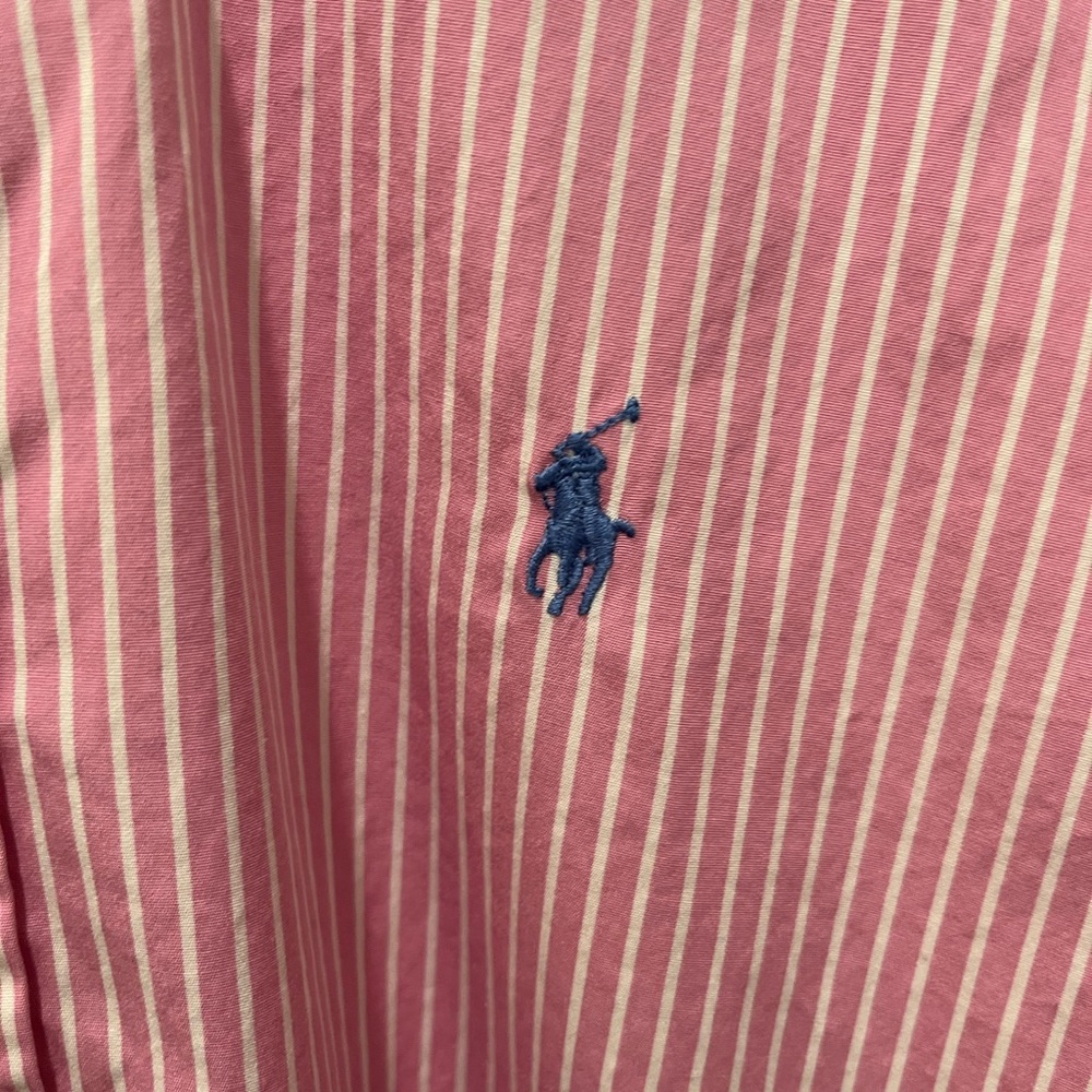 RALPH LAUREN CUSTOM FIT PINK & WHITE STRIPED BUTTON DOWN DRESS SHIRT - Picture 3 of 14